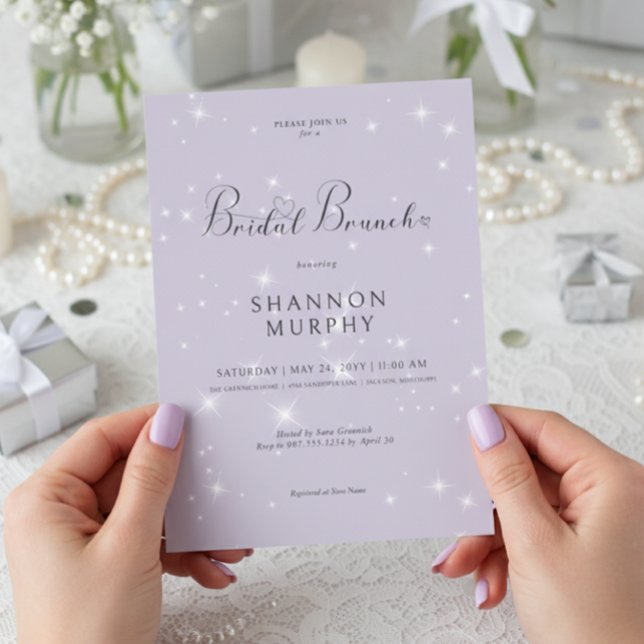 Modern Minimal Purple Sparkle Bridal Brunch Invitation (Creator Uploaded)