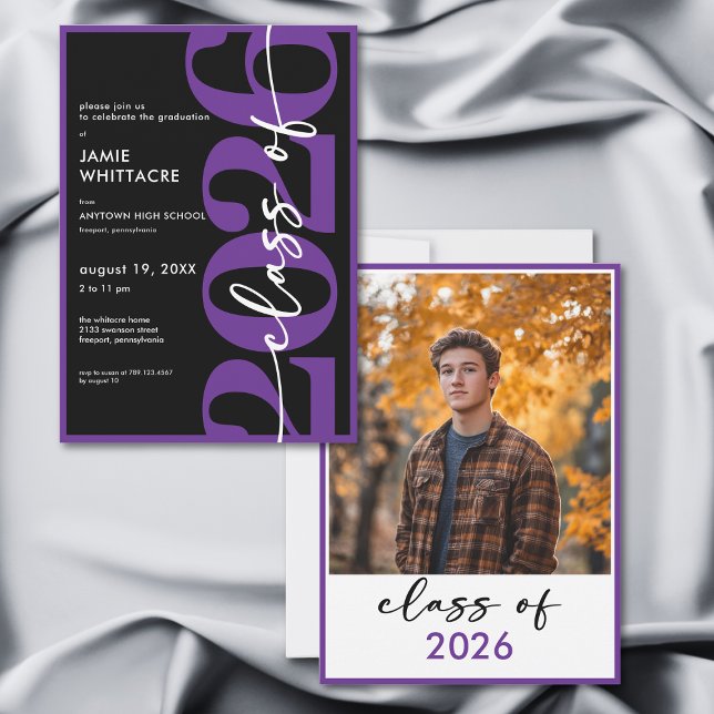 Modern Minimal Purple Typography Graduation Party Invitation (Modern Minimal Purple Typography Graduation Party Invitation)