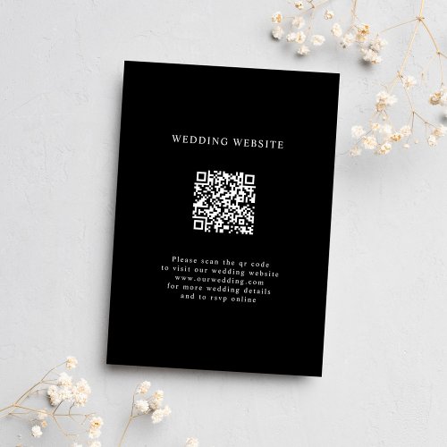 Modern Minimal QR Code Black Wedding Enclosure Card