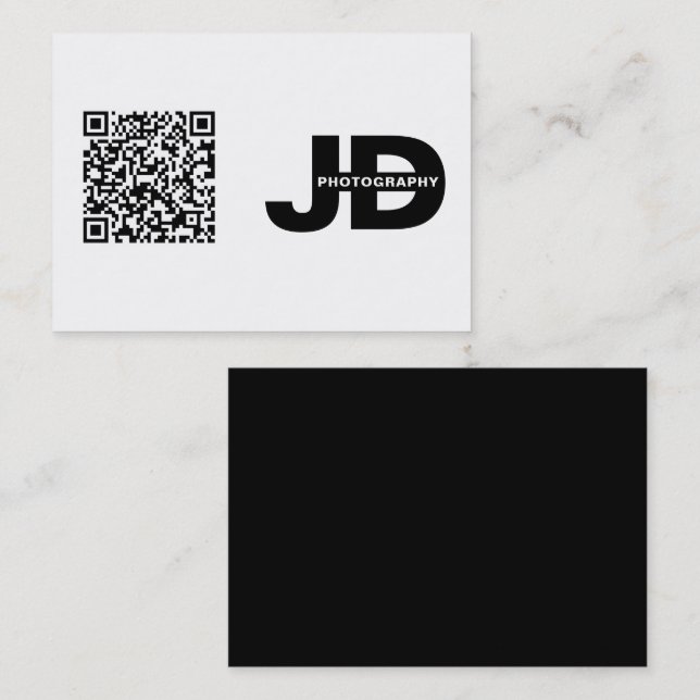 Modern Minimal QR Code Clean Simple Business Card (Front/Back)