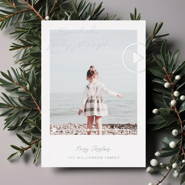Modern Minimal QR Code Family Video Message Foil H Holiday Card (Modern Minimal QR Code Family Video Message Foil H Foil Holiday Card)
