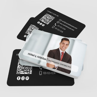 Modern Minimal QR Code Photo Profile Card