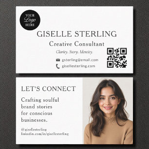 Modern Minimal QR Code Professional Logo Photo Business Card