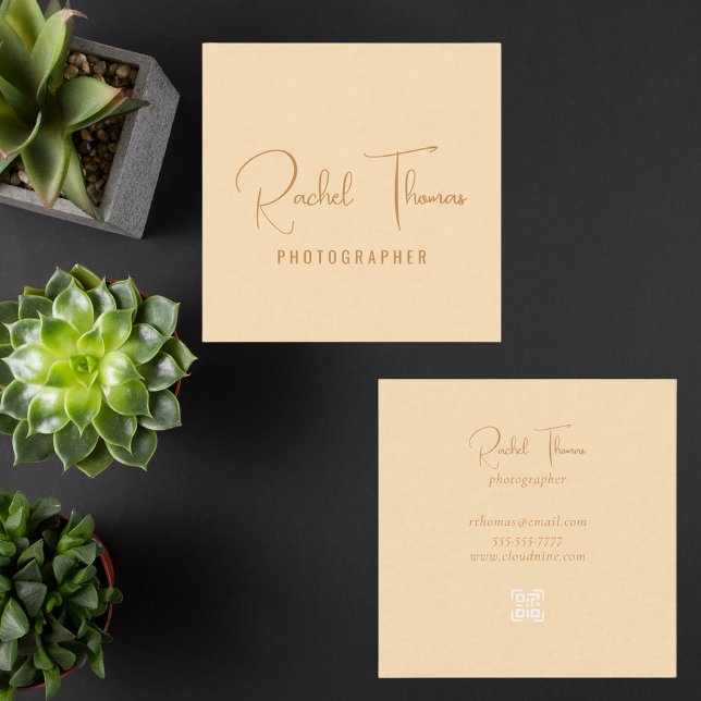 Modern Minimal QR Code Professional  Square Business Card (Creator Uploaded)