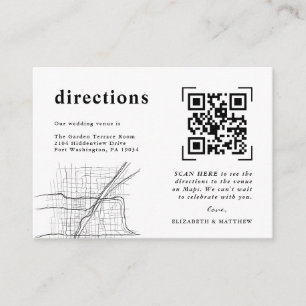 Modern Minimal QR Code Scan   Wedding Directions Enclosure Card
