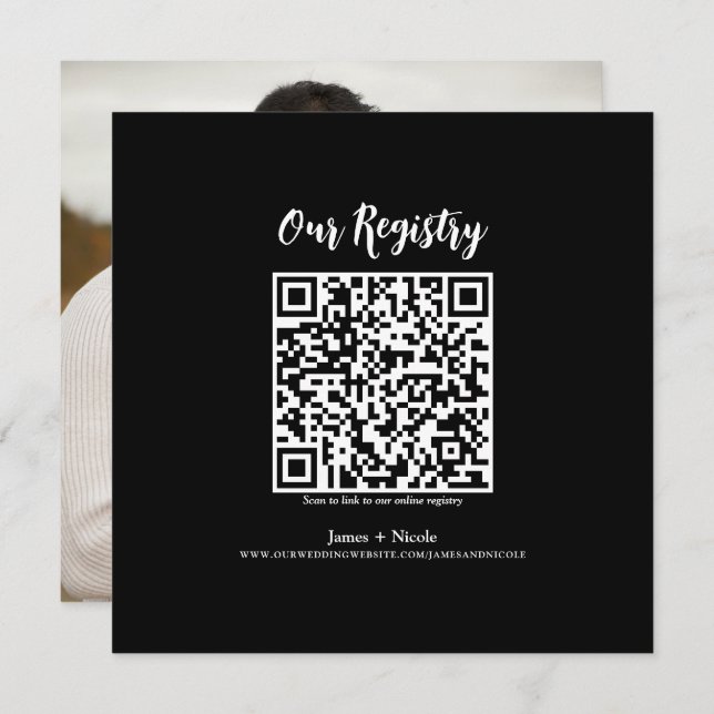 Modern Minimal QR Code Scannable Wedding Registry Invitation (Front/Back)