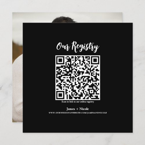 Modern Minimal QR Code Scannable Wedding Registry Invitation