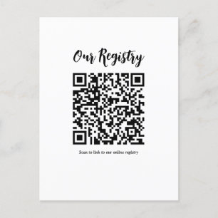Modern Minimal QR Code Scannable Wedding Registry Postcard
