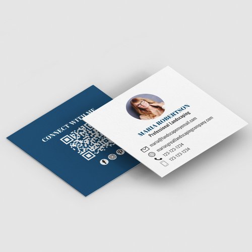 Modern Minimal QR Code Social Media Photo Square Business Card