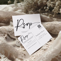 Modern Minimal QR Code Wedding RSVP Response Reply