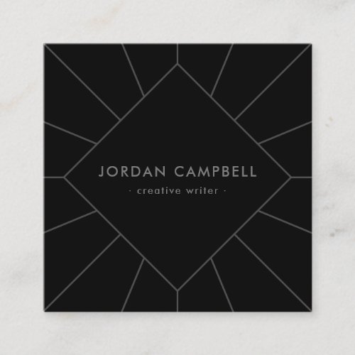 Modern minimal radial geometric black square business card