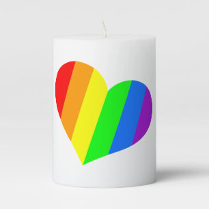 Modern Minimal Rainbow Love Heart Pillar Candle