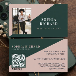 Modern Minimal Real Estate Agent Photo QR Code Business Card