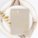Modern Minimal REAL FOIL Elegant Menu Card<br><div class="desc">Add a touch of shimmering elegance to your special day with real foil menu cards. Visit our website at www.berryberrysweet.com for stylish stationery designs and personalized gifts.</div>