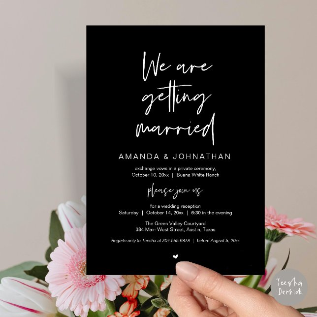 Modern Minimal Reception, "We are getting married" Invitation (Modern Minimal Reception, We are getting married Invitation Card in Black and White)