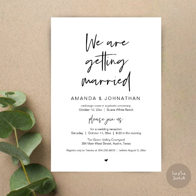 Modern Minimal Reception, We are getting married Invitation (Modern Minimal Reception, We are getting married Invitation Card in Black and white)