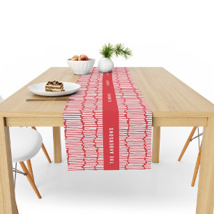 Modern minimal red abstract scandi holiday decor medium table runner