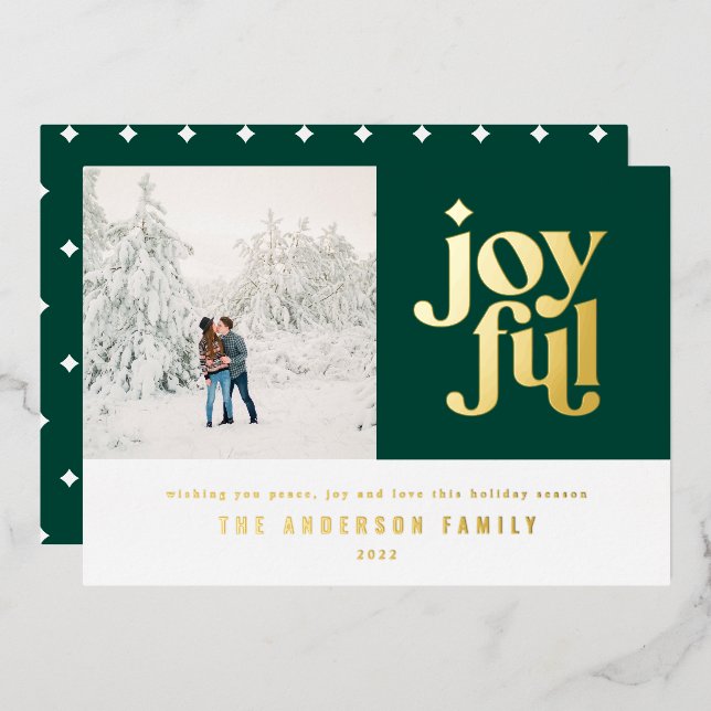 Modern minimal red Christmas  Foil Holiday Card (Front/Back)