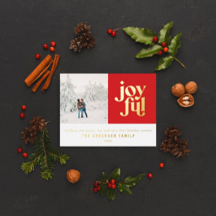 Modern minimal red Christmas typography Foil Holid Foil Holiday Postcard