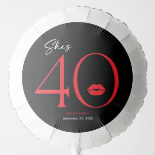 Modern Minimal Red Lips She's Forty Birthday Balloon