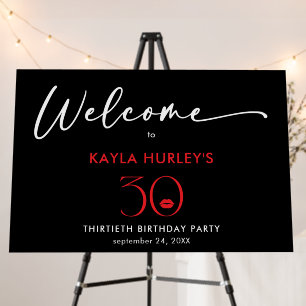 Modern Minimal Red Lips She's Thirty Birthday Foam Board