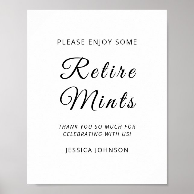 Modern Minimal Retirement Party Favor Sign  (Front)
