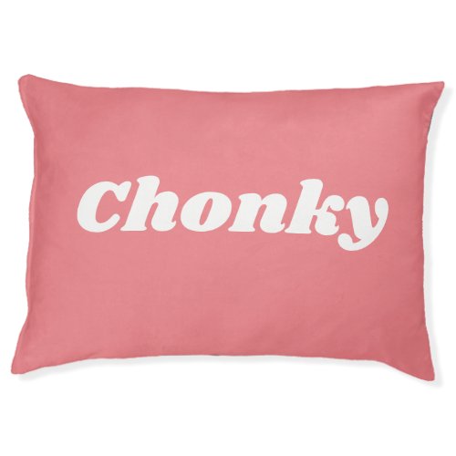 Modern Minimal Retro Font Pink Dog Cat Name Pet Bed