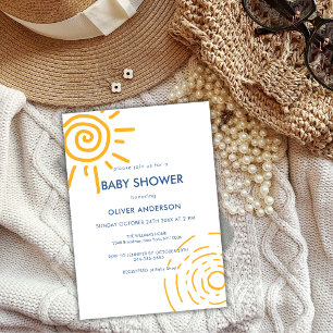 Modern Minimal Retro Sun Baby Shower Invitation