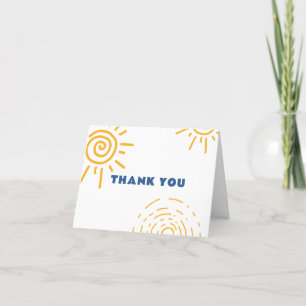 Modern Minimal Retro Sun Baby Shower Letterpress Thank You Card
