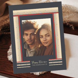 Modern Minimal Ribbon Border Kwanzaa Holiday Card