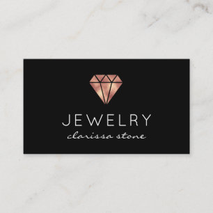 Modern minimal rose gold & black jewelry business card