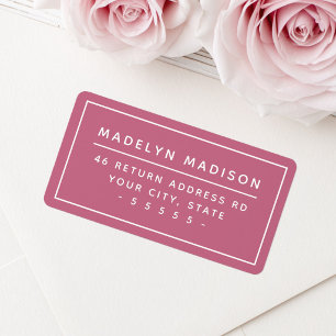 Modern minimal rose mauve return address label