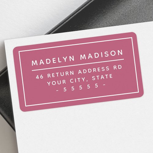 Modern minimal rose mauve return address label