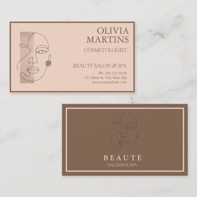 Modern Minimal Rose Pink Salon Business Card (Front/Back)