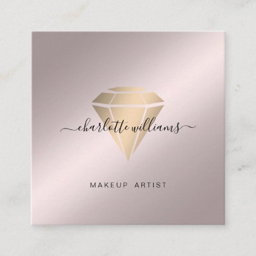 Modern Minimal Rosegold_Gold Diamant Salon  Square Business Card