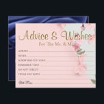 Modern Minimal Rosy Wedding Advice Wishes Cards<br><div class="desc">Wedding Advice and wishes Cards for bride and groom keepsake,  Wishes for Mr & Mrs - Bridal Shower,  Bachelorette Games.</div>