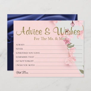 Modern Minimal Rosy Wedding Advice Wishes Cards