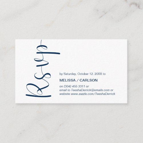 Modern Minimal RSVP  Navy Blue Respond Enclosure Card