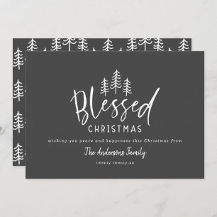 Modern minimal rustic farmhouse blessed Christmas Holiday Card