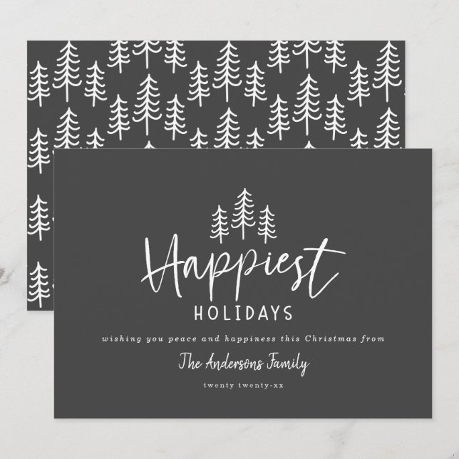 Modern minimal rustic farmhouse Christmas happy Holiday Card (Front/Back)