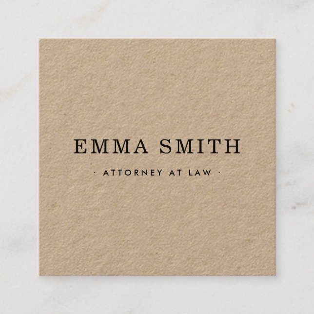 Modern minimal rustic Kraft paper Square Business Card (Front)
