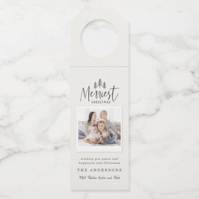 modern minimal rustic multi photo bottle hanger tag (Front)