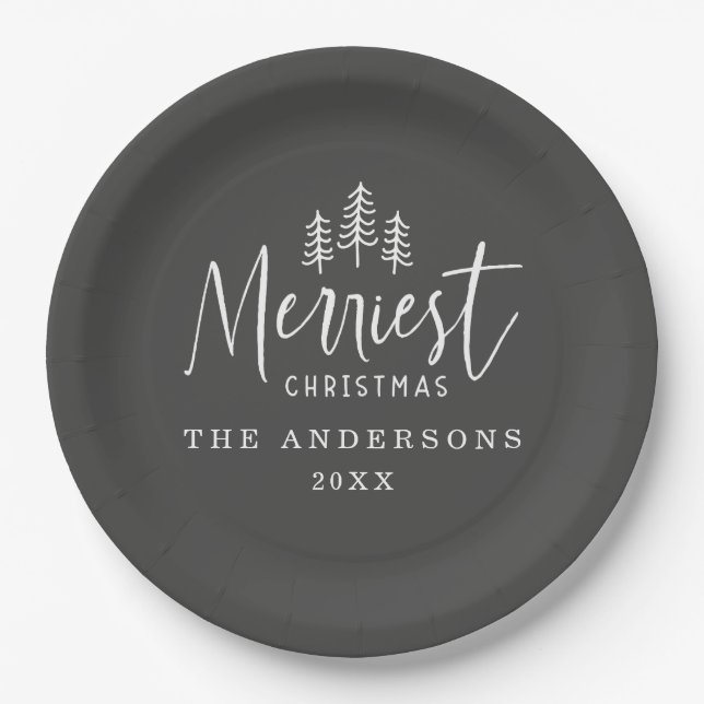 modern minimal rustic multi photo classic  paper plates (Front)