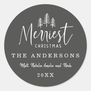 modern minimal rustic multi photo classic round sticker