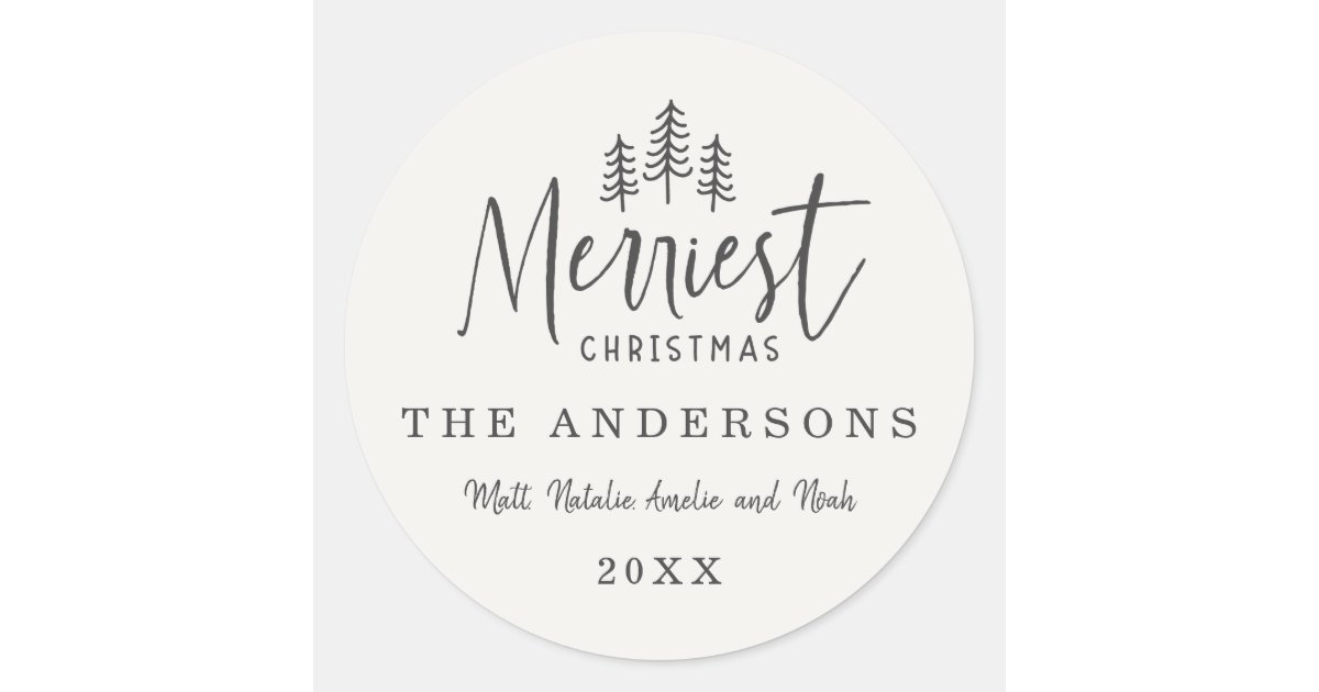 modern minimal rustic multi photo classic round sticker | Zazzle