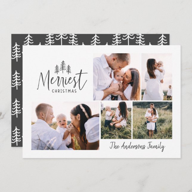 modern minimal rustic multi photo holiday card (Front/Back)
