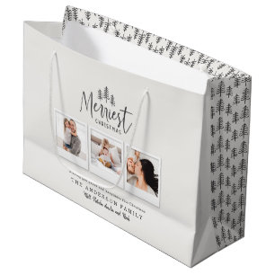 modern minimal rustic multi photo large gift bag