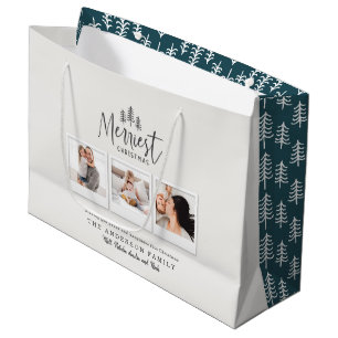 modern minimal rustic multi photo large gift bag