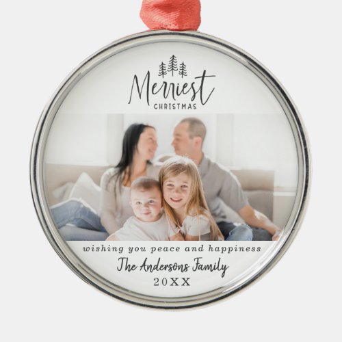 modern minimal rustic multi photo metal ornament