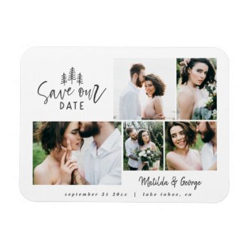 Modern Minimal Rustic Multi Photo Wedding Magnet by COFFEE_AND_PAPER_CO at Zazzle